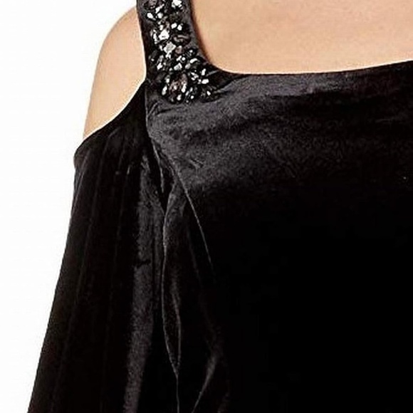 Alex Evenings Women's Short Sexy Cold Shoulder black Velvet Dress - NWT Sz 6 - Picture 5 of 5